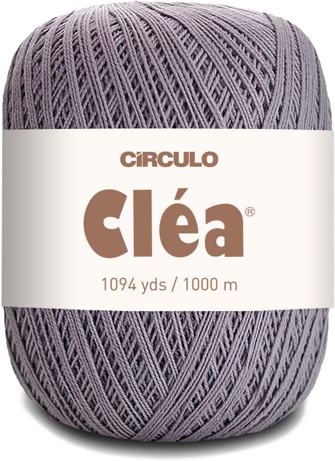 CRCULO Circulo Clea Yarn – Crochet Thread Fine Size 10-8/2 Perfect for Weaving - 100% Mercerized Brazilian Cotton (Pack of 1 Ball) – 5.3 oz, 1094 yds - Color: 8797 - Steel - Image 1